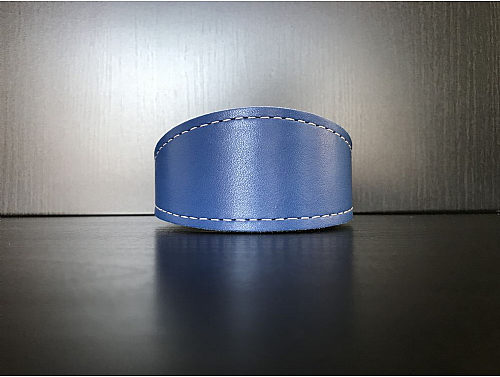 Lined Blue - Whippet Leather Collar - Size S